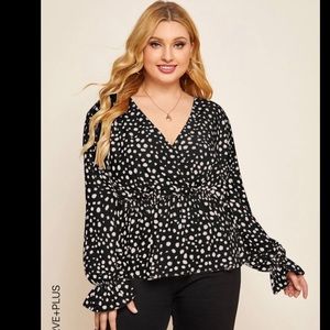 SHEIN V-Neck Dotted Blouse